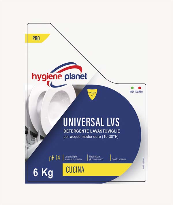 DETERGENTE LAVASTOVIGLIE UNIVERSALE LVS ACQUE DURE HYGIENE PLANET KG 6