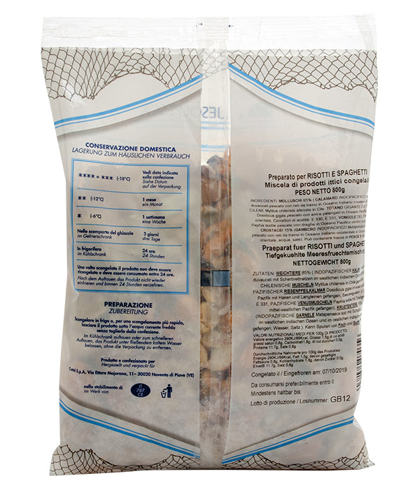 PREPARATO RISOTTO/SPAGHETTI (COZZE+VONGOLE+TOTANI+CALAMARI+ GAMBERI) JESOLPESCA GR 800