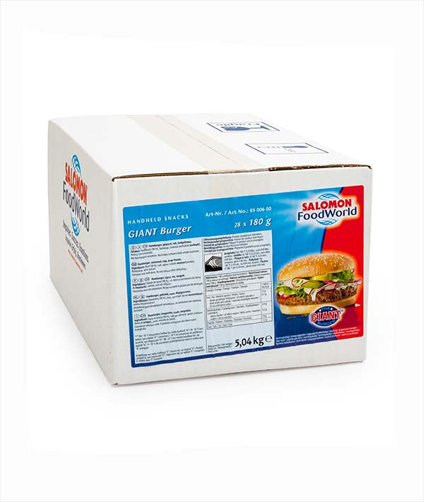 HAMBURGER DI BOVINO TUTTA CARNE DIAM. 14cm PZ 28X180g 
SALOMON KG 5,04