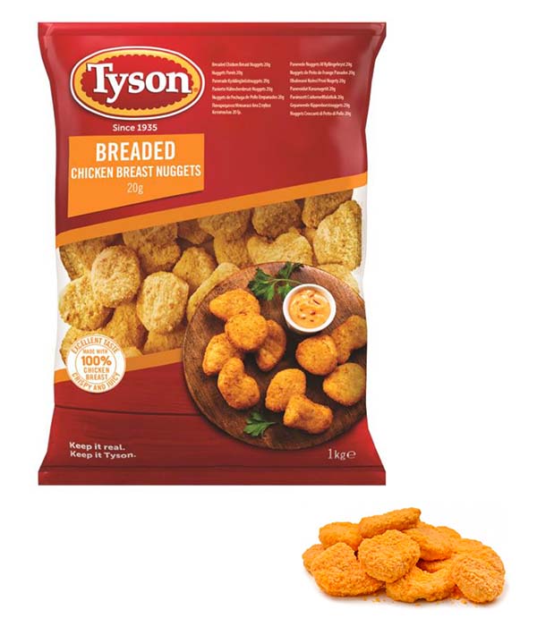 BREADED CHICKEN BREAST NUGGETS PZ 3X1 TYSON KG 3