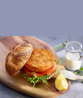 BURGER SALMONE PANKO PANATO GR 150 IQF MOWI KG 3