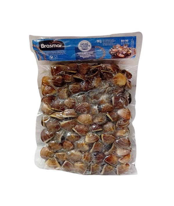 VONGOLA PACIFICO CON GUSCIO MARRONE PRECOTTA 60/80 PEZZI IQF kg 1