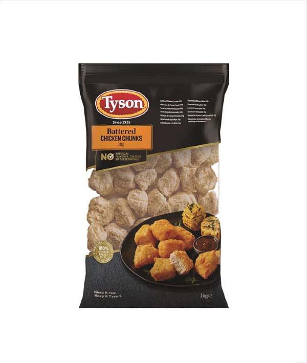 BATTERED CHICKEN CHUNK TYSON KG 1