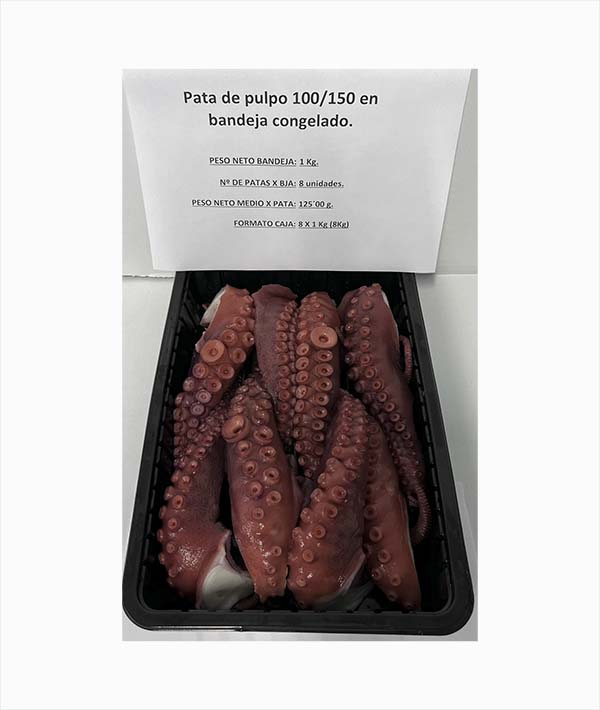 TENTACOLI DI POLPO FAO 34 PRECOTTI 8 PZ GR 100/150 VASCHETTA KG 1