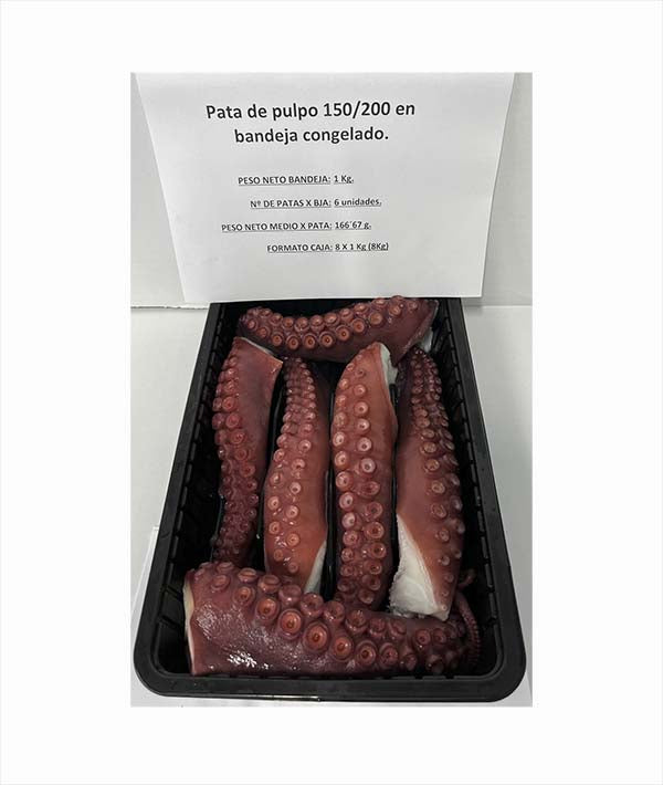 TENTACOLI DI POLPO FAO 34 PRECOTTI 8 PZ GR 150/200 VASCHETTA KG 1