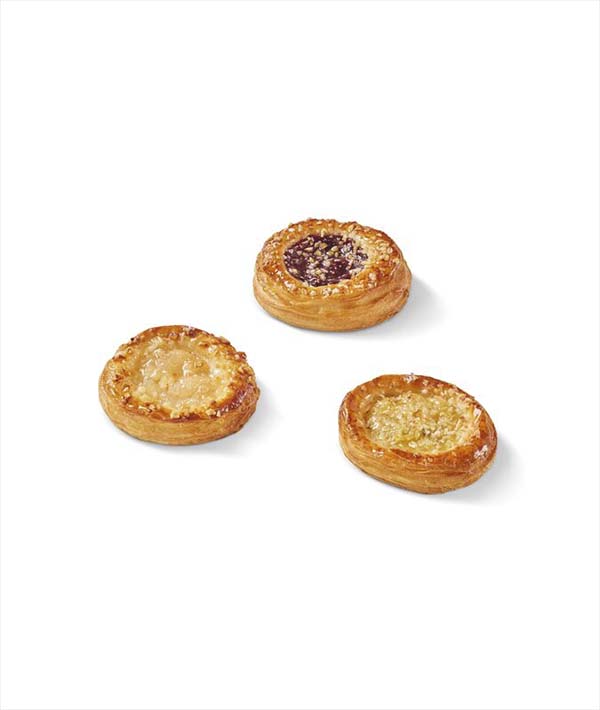 MIX MINI TARTELLETTE RIBES NERO - FRUTTO DELLA PASSIONE - MELA / PERA GR 35 BRIDOR PZ 144