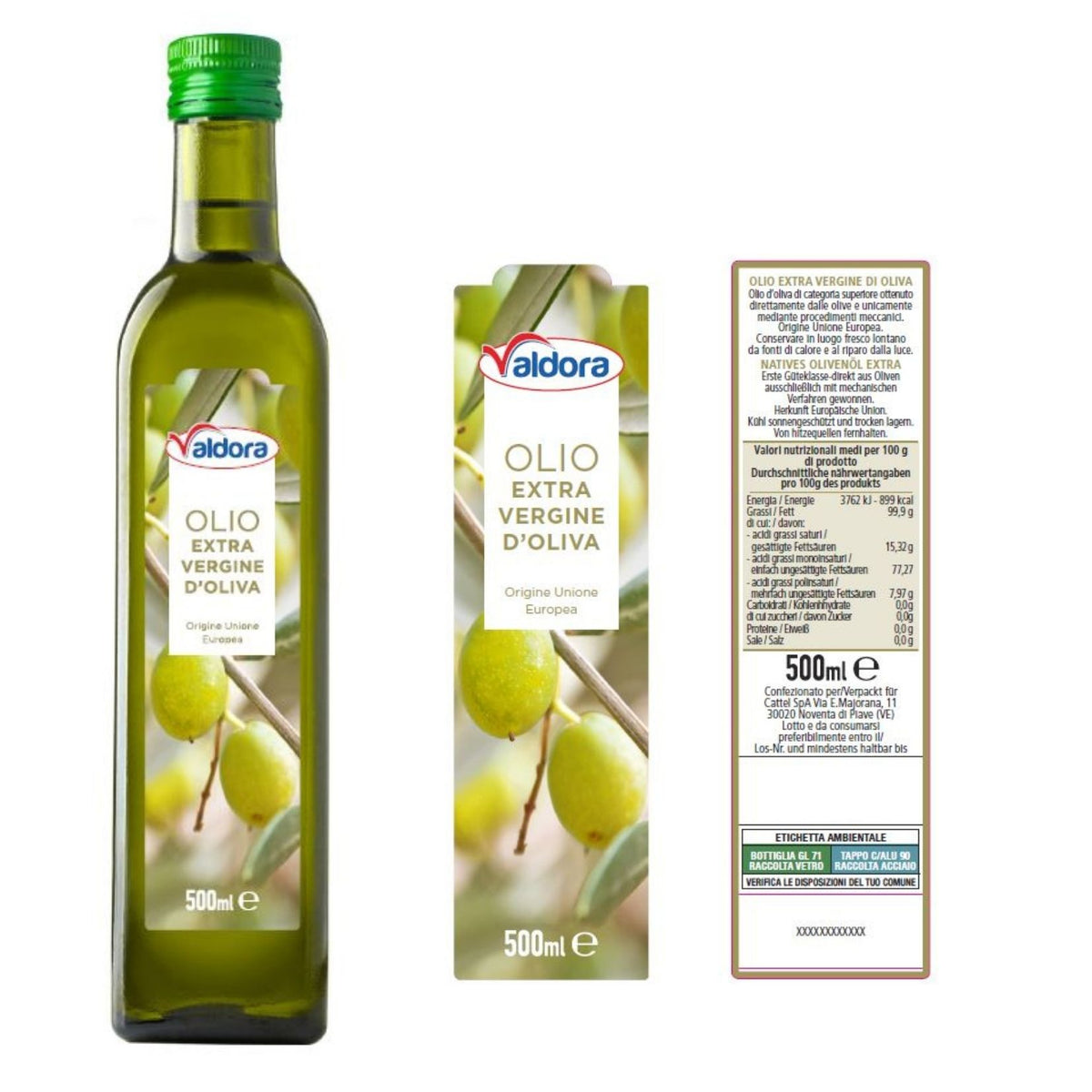 OLIO E.V.O. BOTTIGLIA QUADRA TAPPO ANTIRABBOCCO VALDORA ML 500