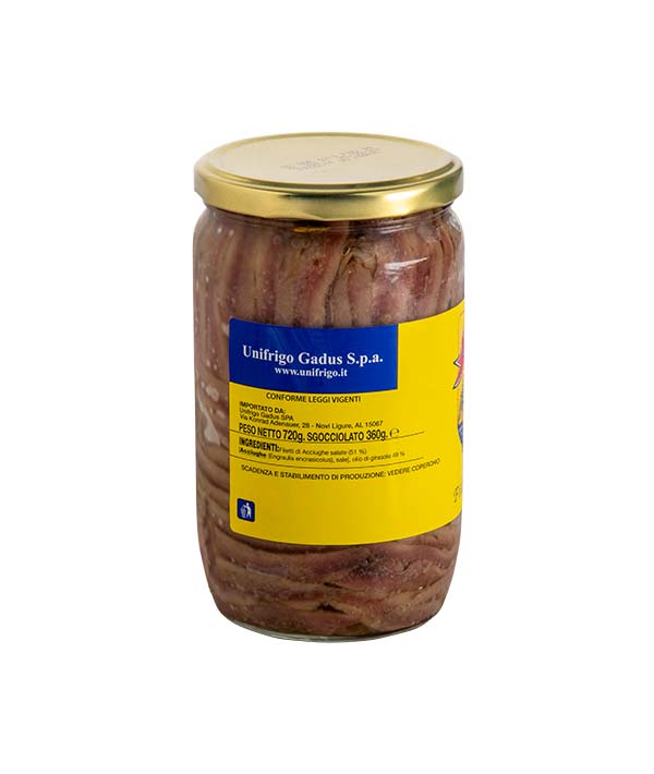 FILETTI DI ACCIUGHE IN OLIO DI GIRASOLE MAROCCO SCUDO GR 720