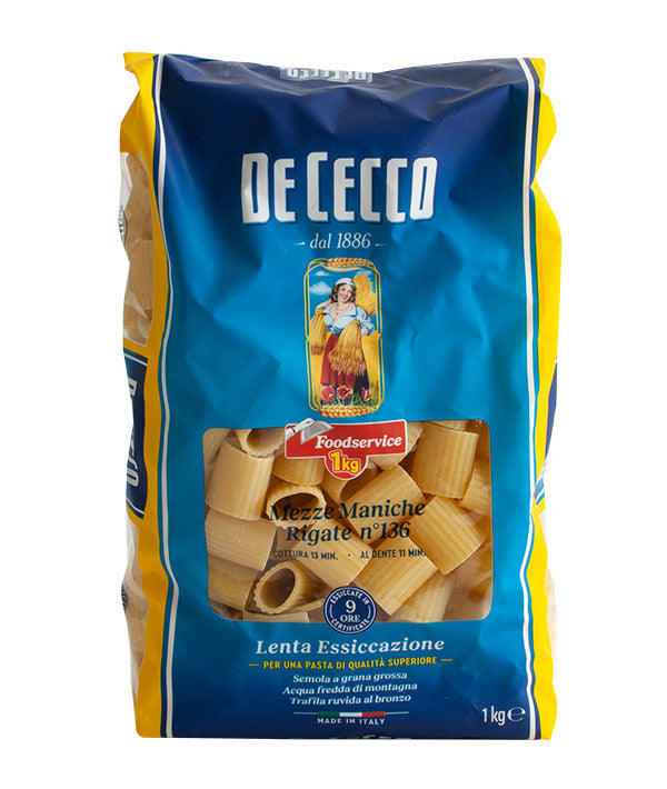PASTA DE CECCO SEMOLA 136 MEZZE MANICHE RIGATE FOOD SERVICE KG 1