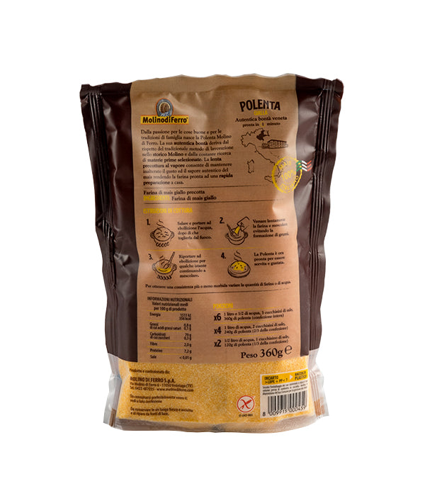 FARINA POLENTA GIALLA ISTANTANEA SENZA GLUTINE 
MOLINO DI FERRO GR 360