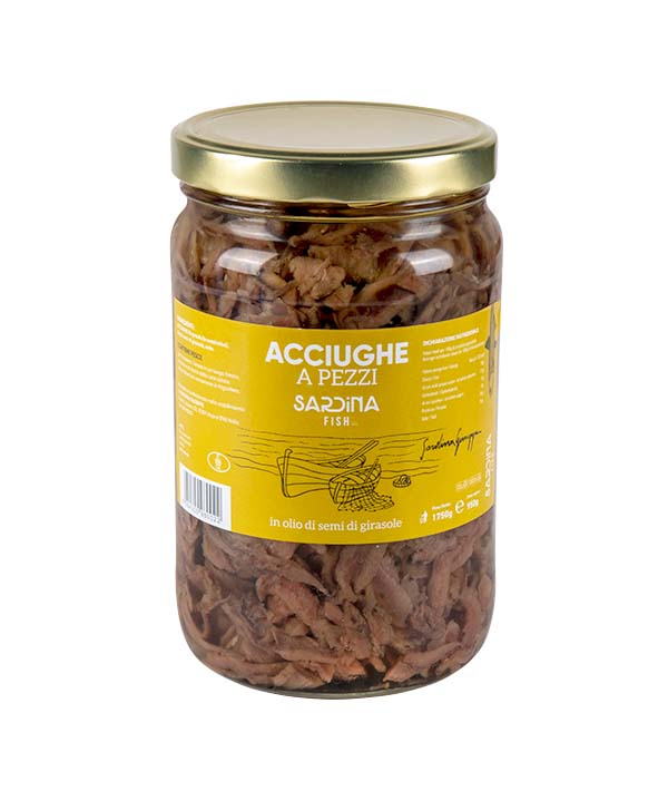 ACCIUGHE IN PEZZI IN OLIO DI GIRASOLE KG 1,75