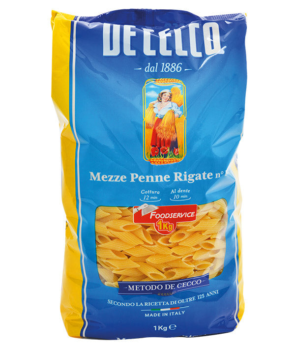 PASTA DE CECCO SEMOLA 141 MEZZE PENNE RIGATE FOOD SERVICE KG 1