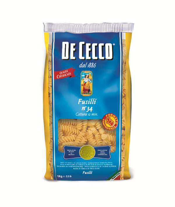 PASTA DE CECCO SEMOLA 34 FUSILLI FOOD SERVICE KG 1