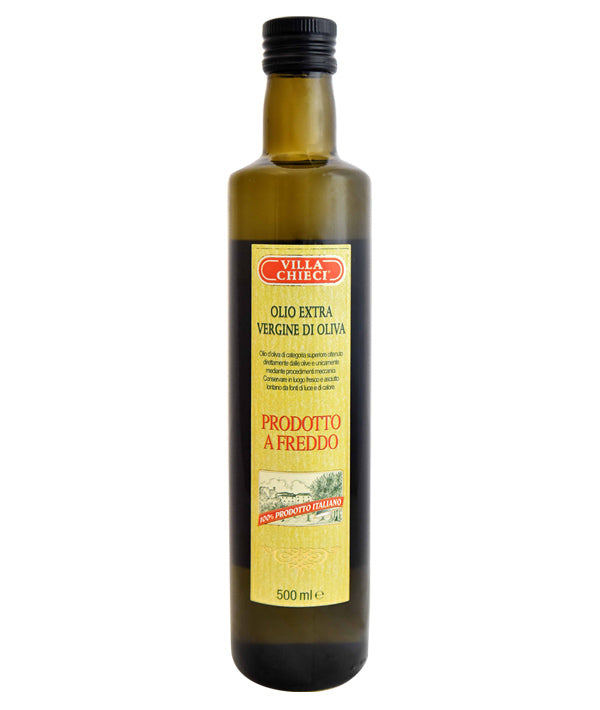 OLIO E.V.O.100% ITALIA BOTTIGLIA TONDA TAPPO ANTIRABBOCCO VILLA CHIECI ML 500