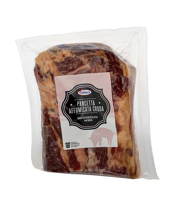 PANCETTA AFFUMICATA CRUDA TESA A META' SOTTOVUOTO VALDORA KG 1,6