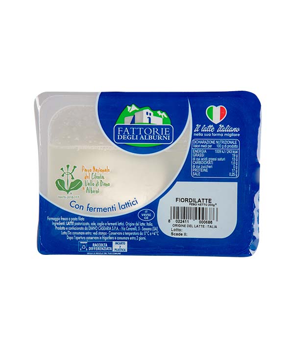MOZZARELLA FIORDILATTE VASCHETTA 100% ITALIANA DIANO GR 200