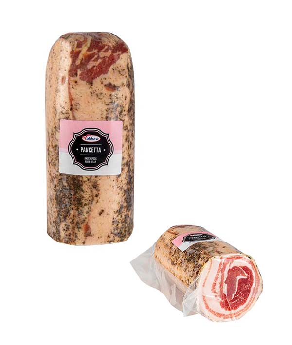 PANCETTA ARROTOLATA SENZA COTENNA AL PEPE A META' SOTTOVUOTO VALDORA KG 1,8