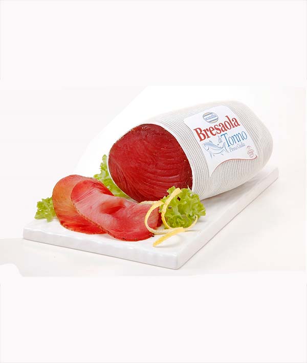 TRANCI DI BRESAOLA DI TONNO YELLOWFIN, CONFEZIONATO SOTTOVUOTO  KG 1,5/3