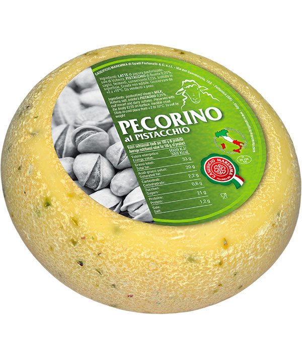 PECORINO AL PISTACCHIO DI BRONTE STAGIONATO 30/60 GG SOTTOVUOTO  FORMA KG 1,2