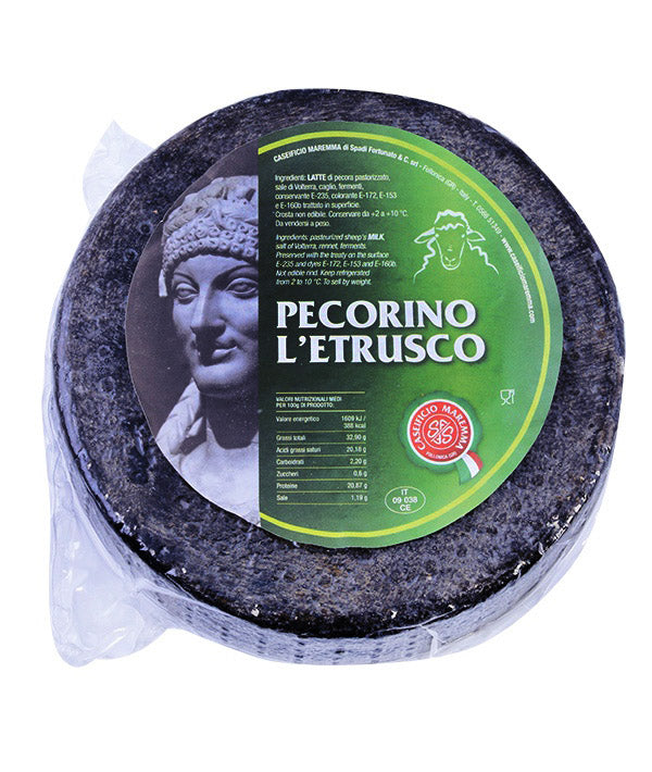 PECORINO NERO L'ETRUSCO STAGIONATO 30/60 GG 
SOTTOVUOTO FORMA KG 2