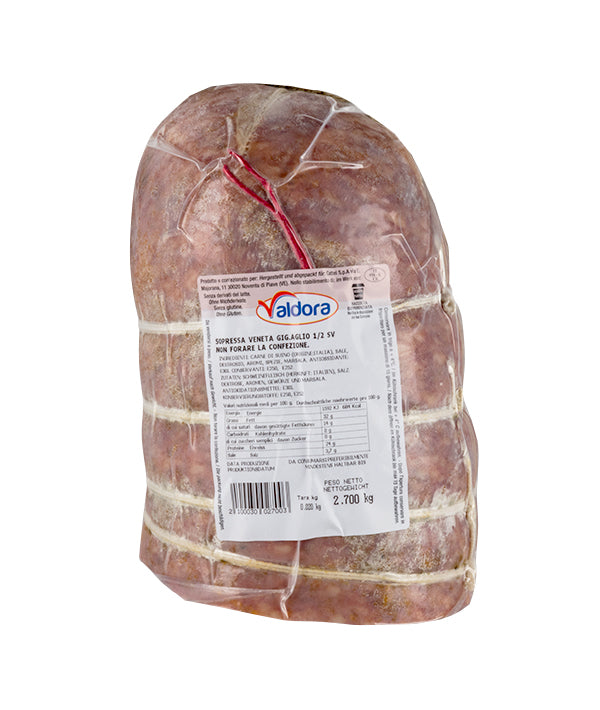 SOPRESSA CON AGLIO A META' SOTTOVUOTO VALDORA KG 2,2