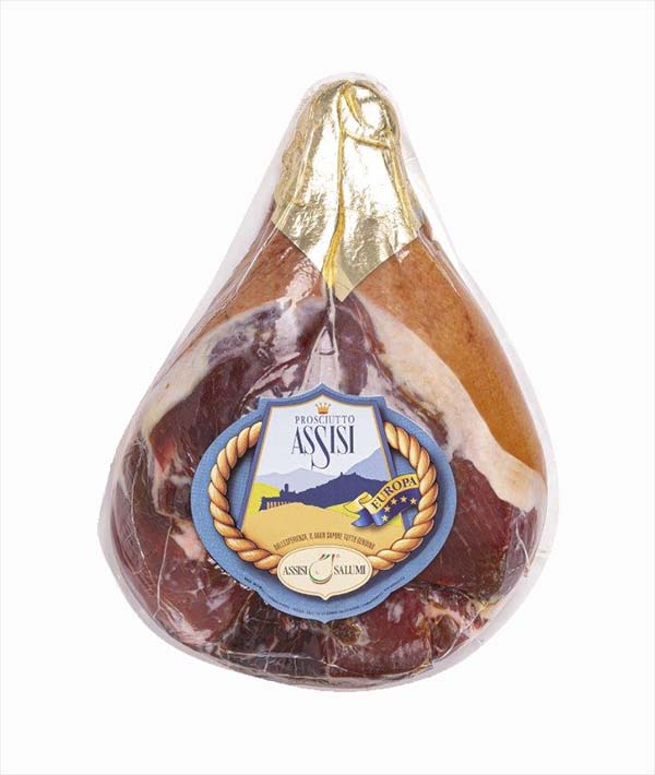 PROSCIUTTO SENZA OSSO PELATO PIATTO ASSISI SALUMI SOTTOVUOTO 
KG 6,5