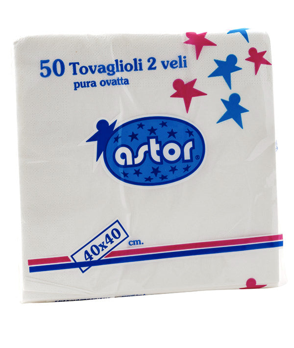 TOVAGLIOLI BIANCO 2 VELI ASTOR CM 40X40 PZ 50