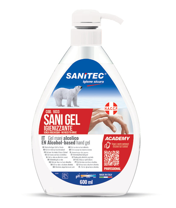 SANI GEL MANI IGIENIZZANTE SENZA RISCIACQUO 1033 SANITEC ML 600