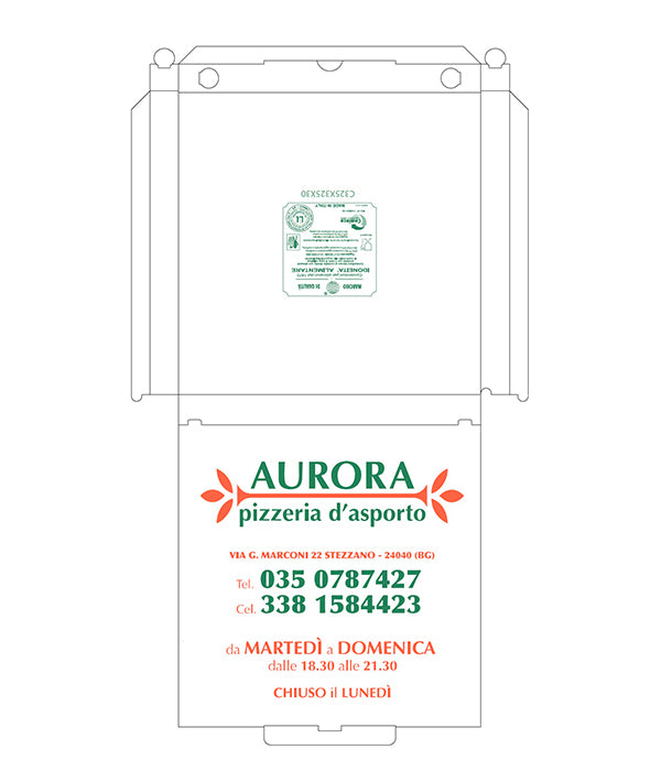 BOX PIZZA PERSONALIZZABILE AURORA CM 32,5 H3 GR 102 PZ 100