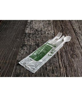 POSATE TRIS COMPOSTABILE CON TOVAGLIOLO 1 VELO PZ 100