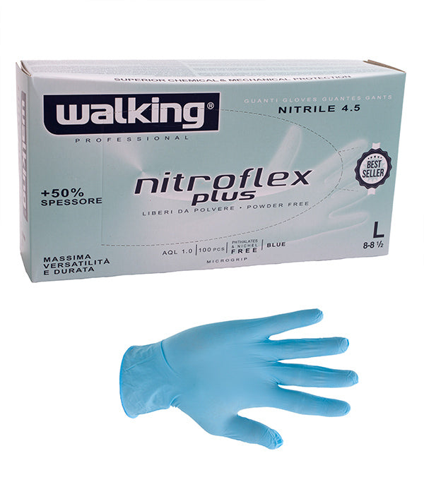 GUANTI MONOUSO NITROFLEX TG. L BLU SENZA POLVERE PZ 100