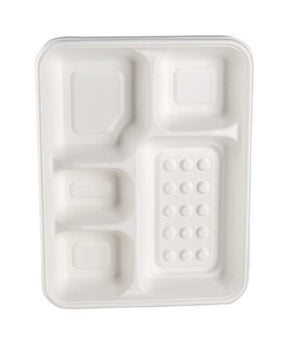 VASSOIO 5 SCOMPARTI H 3,5 CM 28X22 COMPOSTABILE PZ 50