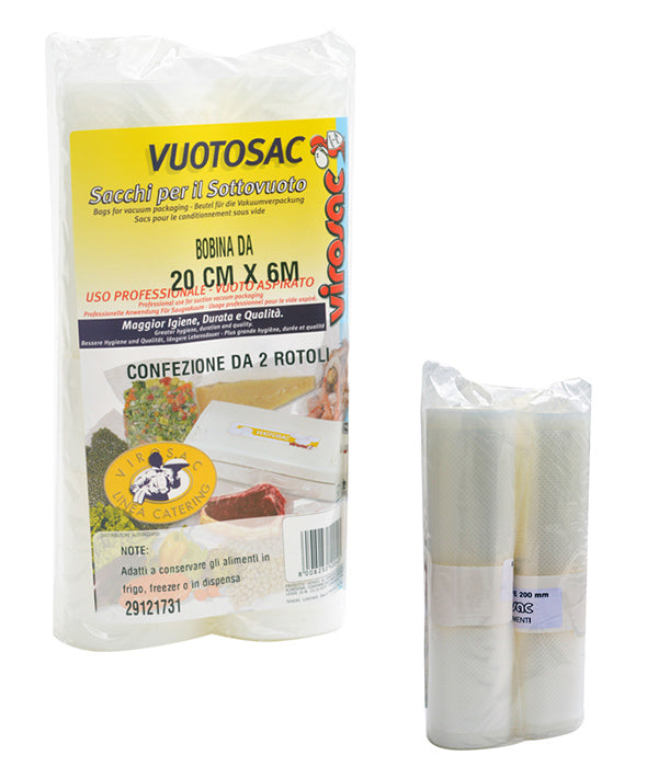 SACCHETTO ROTOLO SOTTOVUOTO GOFFRATO CM 20 X MT 6 PZ 2