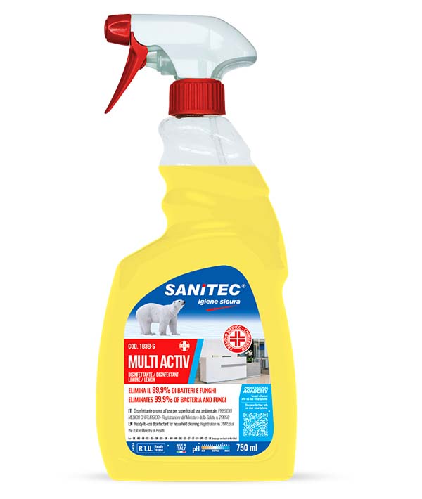 DETERGENTE MULTISUPERFICI ACTIVE PROFESSIONALE LIMONE 
SANITEC LT 0,75