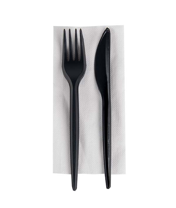 POSATE BIS NERO CON TOVAGLIOLO 1 VELO COMPOSTABILE PZ 400
