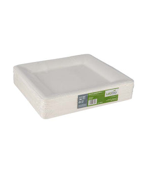 PIATTI QUADRATI AVORIO BIODEGRADABILI CM 26 PZ 50