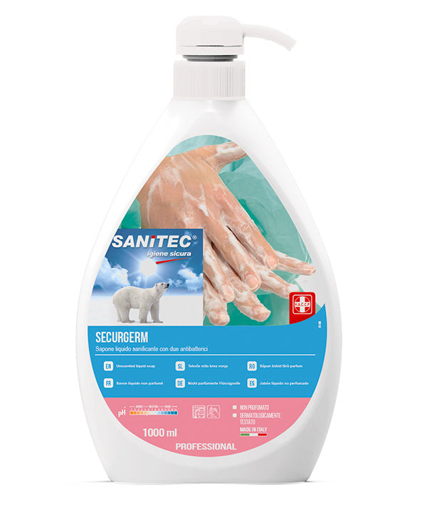 SAPONE SECURGERM CON DISPENSER SANIFICANTE + ANTIBATTERICO
1030 SANITEC LT 1