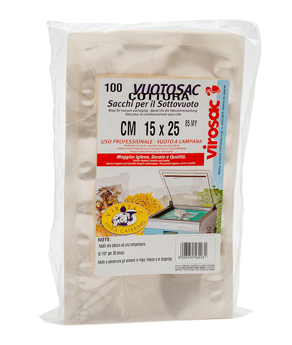 SACCHETTO SOTTOVUOTO PER COTTURA CM 15X25 PZ 100