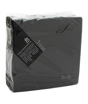 TOVAGLIOLI NERO 2 VELI GOFFRATI TISSU' CM 38X38 PZ 40