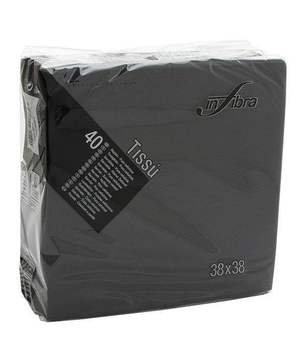 TOVAGLIOLI NERO 2 VELI GOFFRATI TISSU' CM 38X38 PZ 40