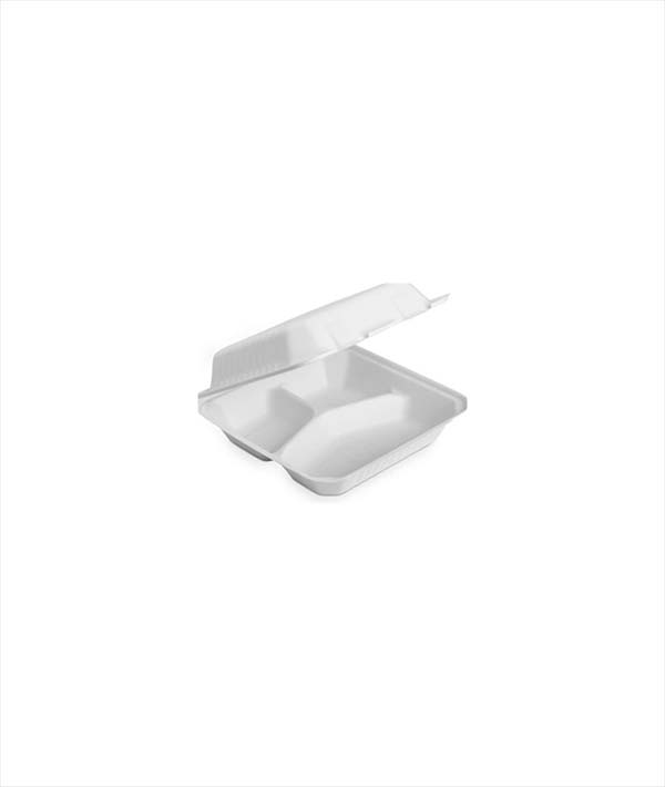 CONTENITORE A 3 SCOMPARTI CON COPERCHIO H 7 CM 20X20 
COMPOSTABILE PZ 50