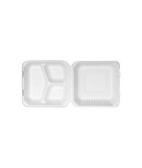 CONTENITORE A 3 SCOMPARTI CON COPERCHIO H 7 CM 20X20 
COMPOSTABILE PZ 50