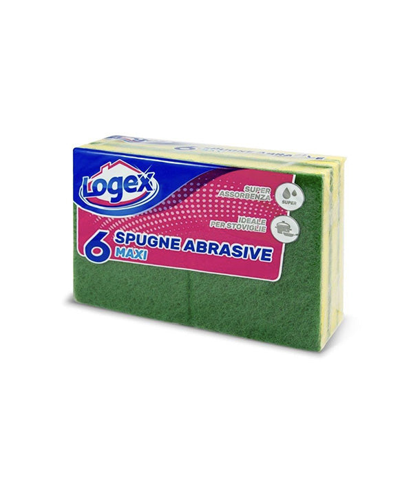 SPUGNA CELLULOSA + ABRASIVO CM 10X13 LOGEX PZ 6
